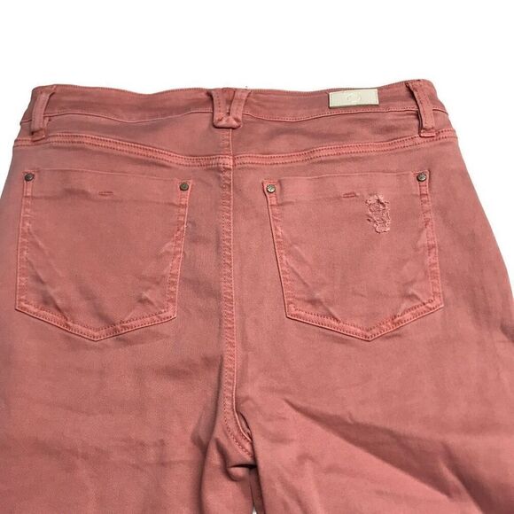 Revery Pink Distressed Hi Rise Skinny Crop Jeans N0376 - Picture 2 of 7